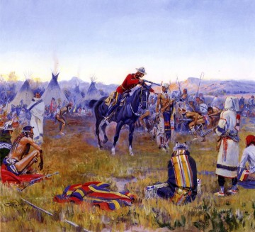 150の主題の芸術作品 Painting - 片手打ち 1912 チャールズ マリオン ラッセル アメリカン インディアン